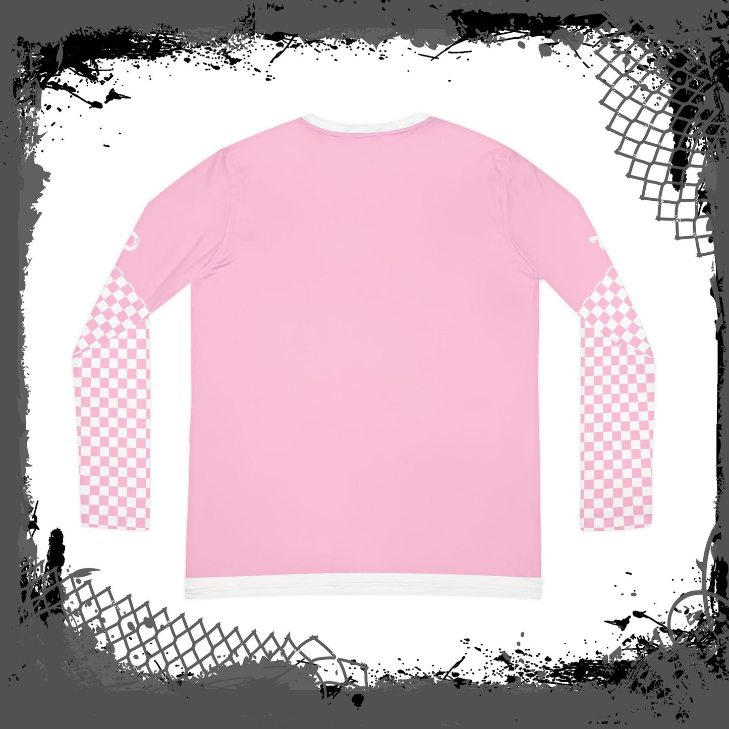 PNK/WHT Women's Long Sleeve V-neck