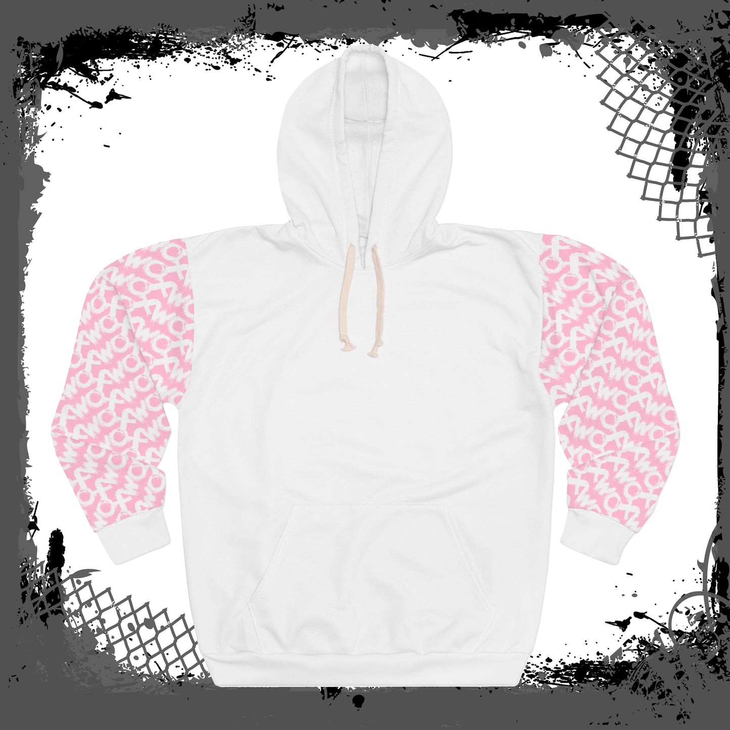 WHT/PNK Unisex Pullover Hoodie