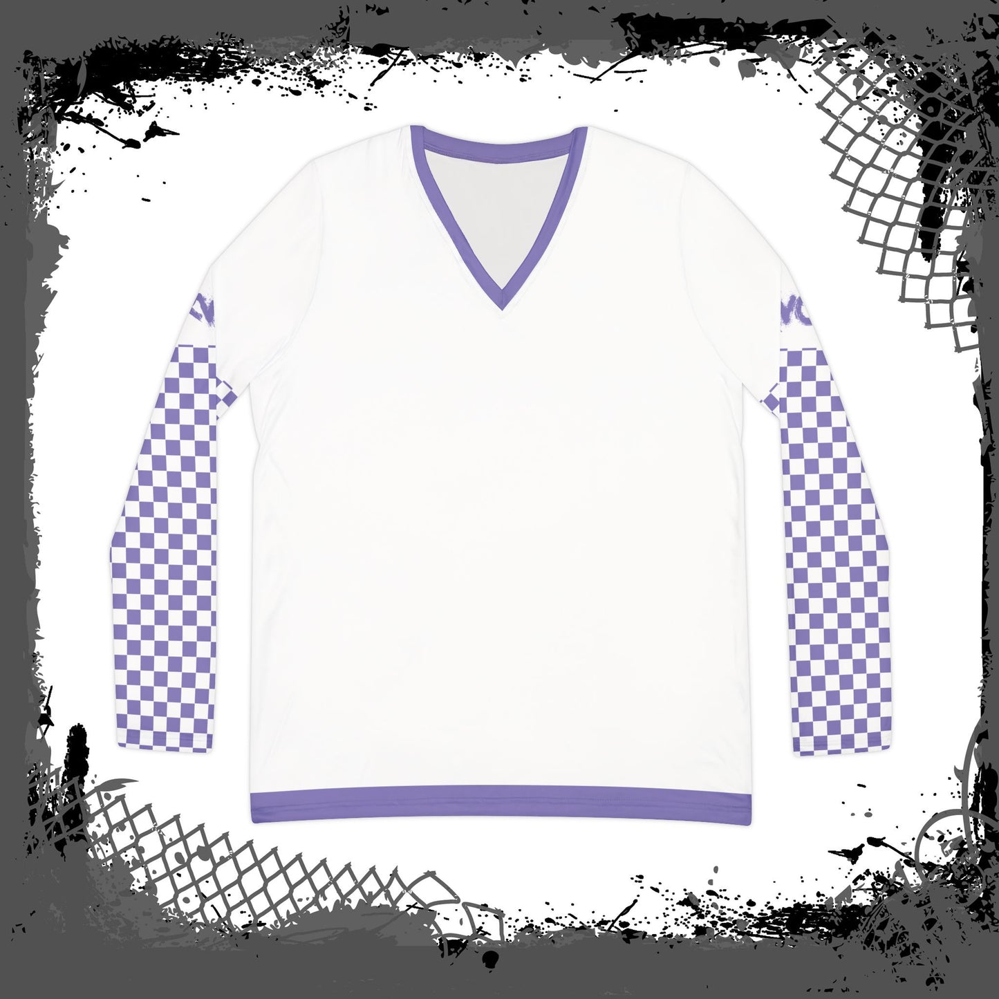 White "Lavender Scavenger" Women's Long Sleeve V-neck Shirt