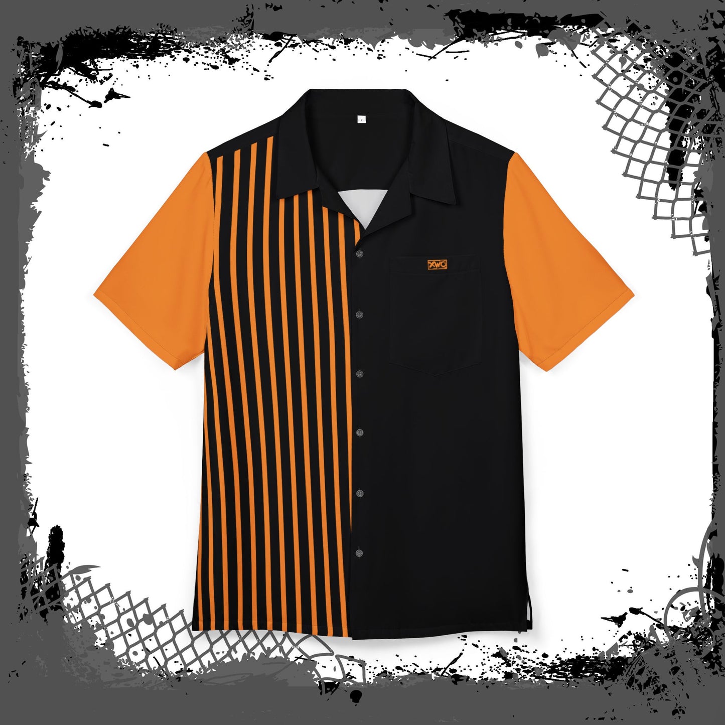 BLK/ORG "Slick" Button Shirt