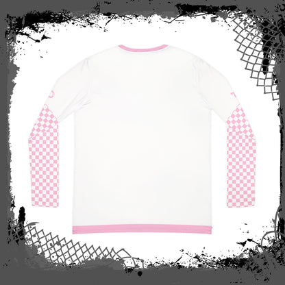 White "Pink Fink" Women's Long Sleeve V-neck Shirt