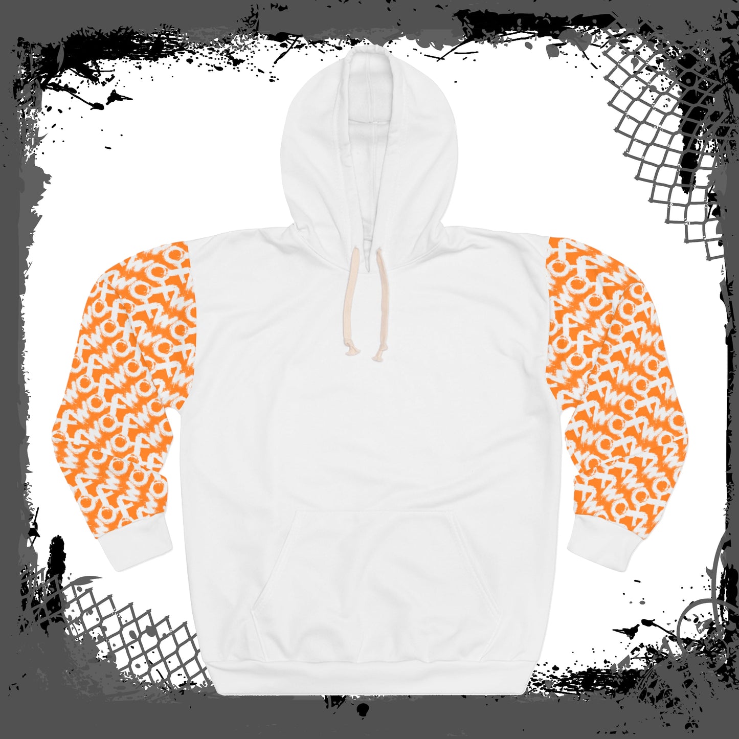 White "Orange Lozenge" Pullover Hoodie