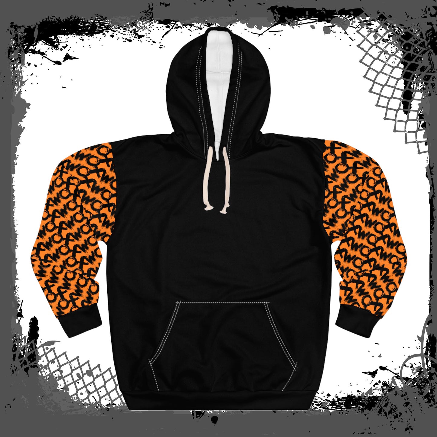 Black "Orange Lozenge" Pullover Hoodie