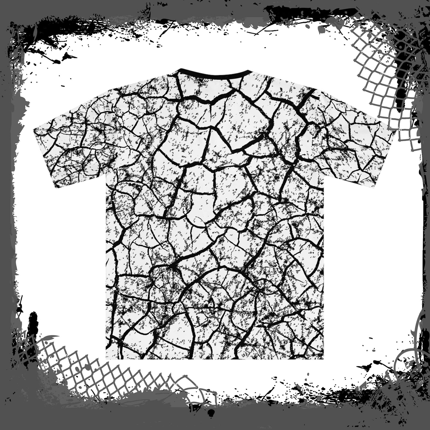 WHT/BLK Men's "Cracked" Loose Tee