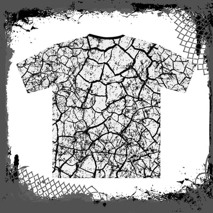 WHT/BLK Men's "Cracked" Loose Tee