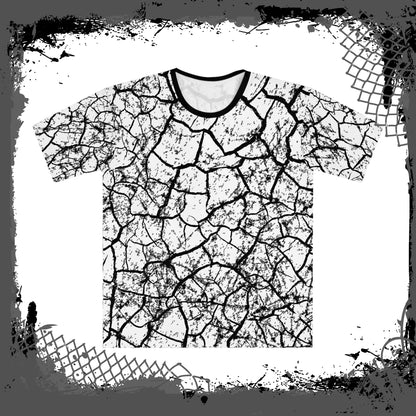 WHT/BLK Men's "Cracked" Loose Tee