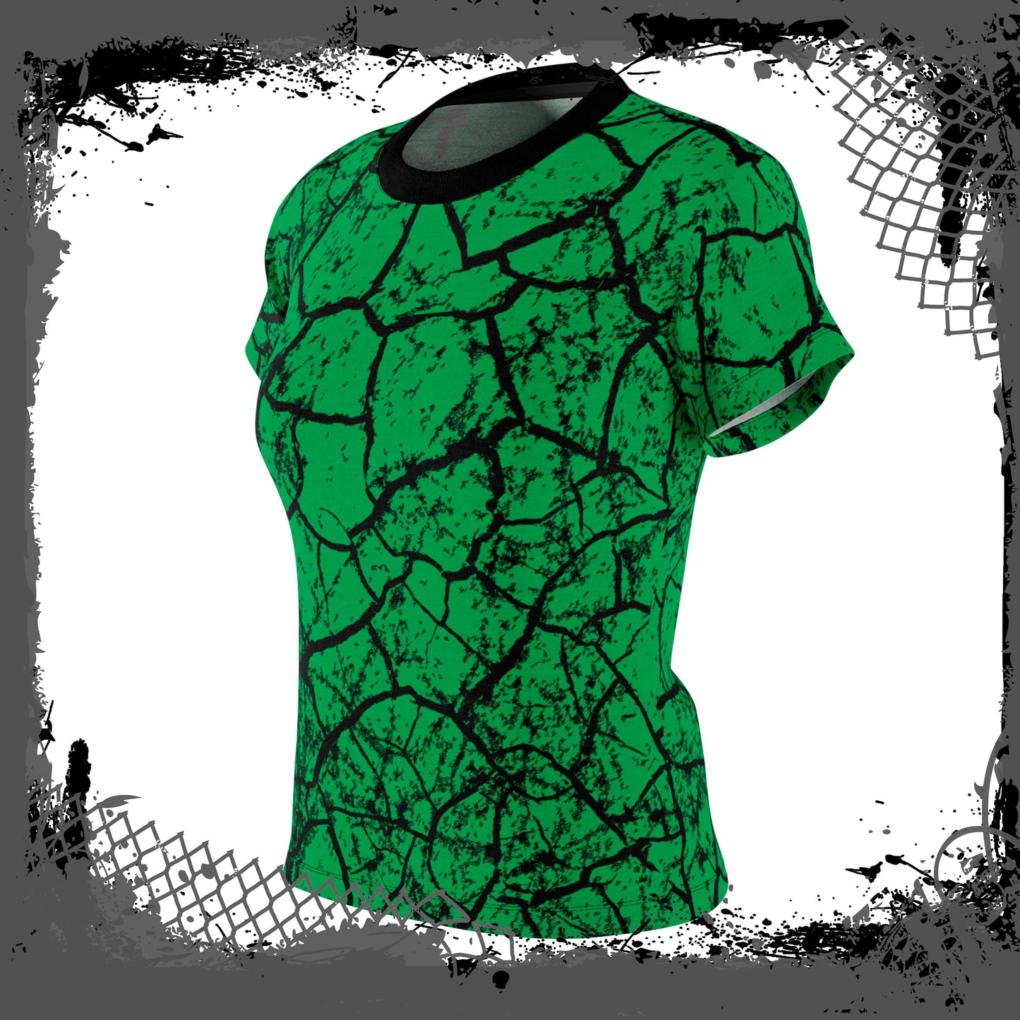 GRN/BLK Women's "Cracked" Light/Heavy Tee