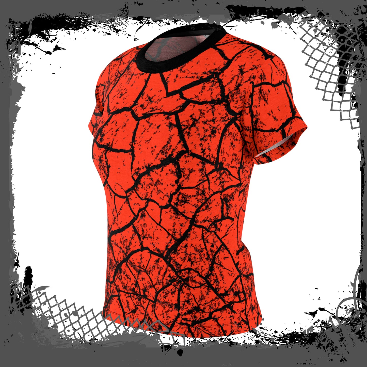 RED/BLK Women's "Cracked" Light/Heavy Tee