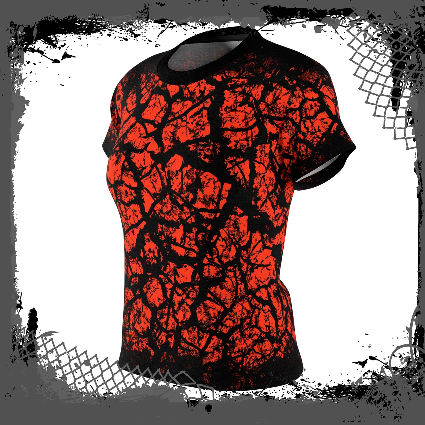 RED/BLK Women's "Frac'd" Light/Heavy Tee