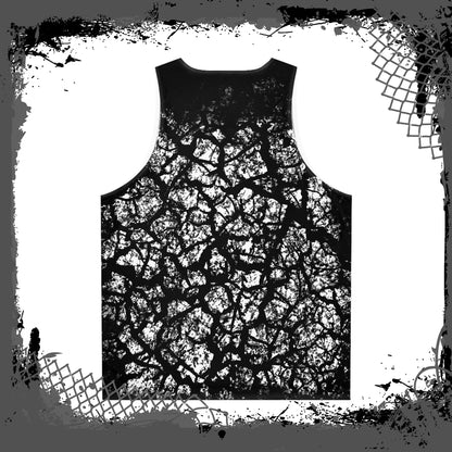 WHT/BLK Unisex "Frac'd" Tank