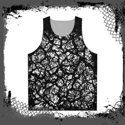 WHT/BLK Unisex "Frac'd" Tank