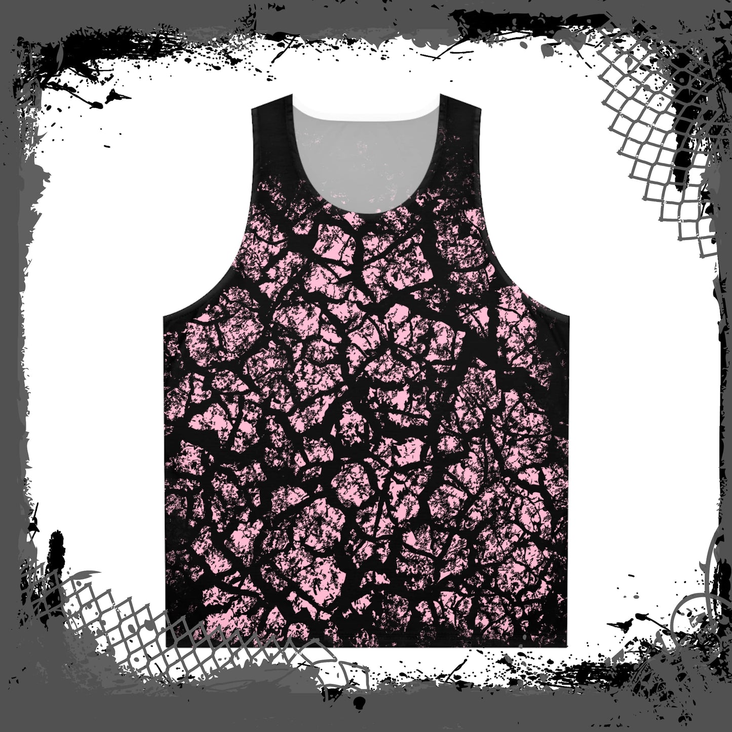 PNK/BLK Unisex "Frac'd" Tank