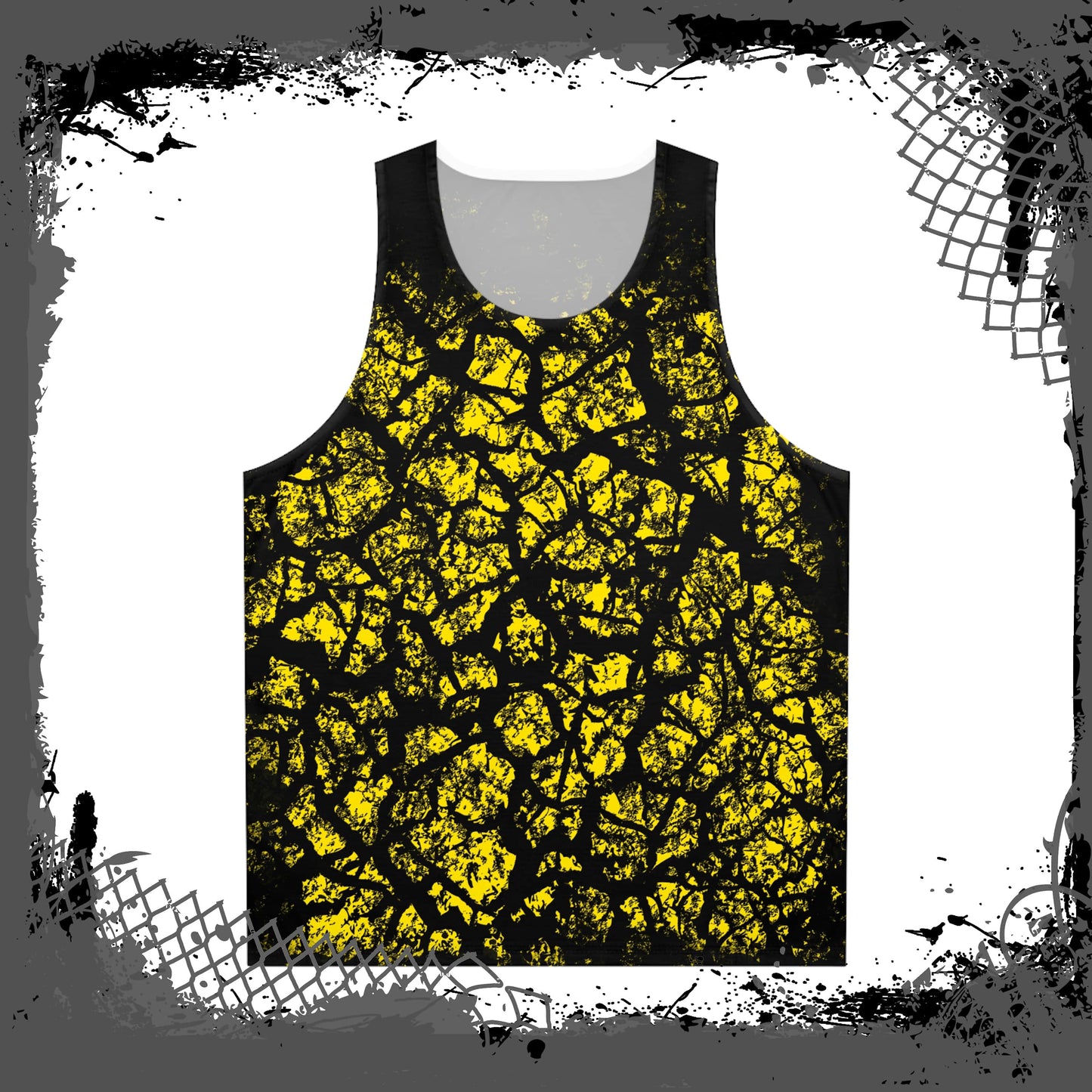 YEL/BLK Unisex "Frac'd" Tank