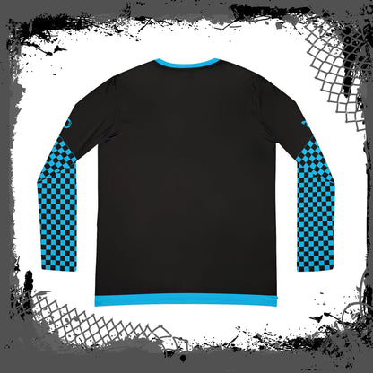 Black "Blue Flu" Women's Long Sleeve V-neck Shirt