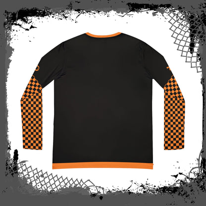 Black "Orange Lozenge" Women's Long Sleeve V-neck