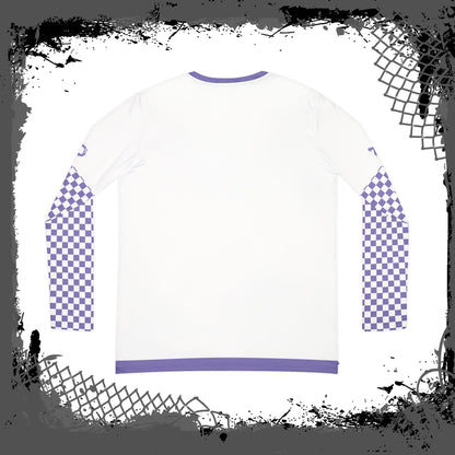 White "Lavender Scavenger" Women's Long Sleeve V-neck Shirt